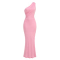Robe de plage asymétrique rose, coupe sirène