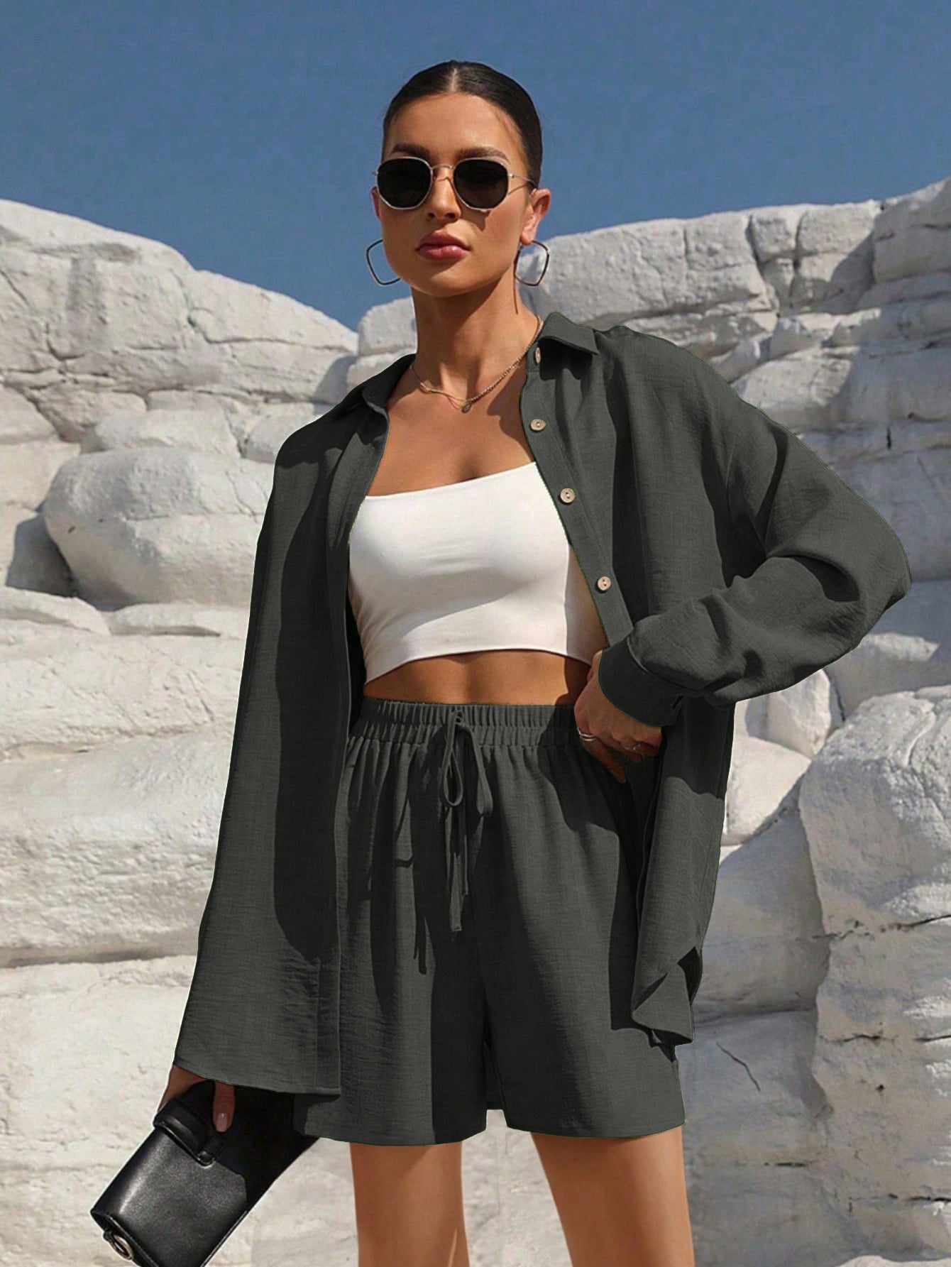 Ensemble Cardigan et Short — Casual Chic Épuré