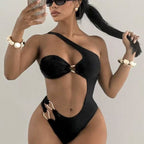 Marion — Maillot une pièce bandeau marron