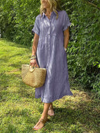Robe rayée lin et coton – Élégance intemporelle