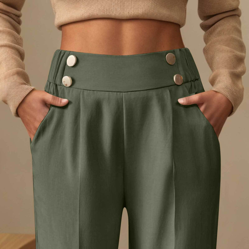 Pantalon décontracté drapé taille haute - Chic&Shines