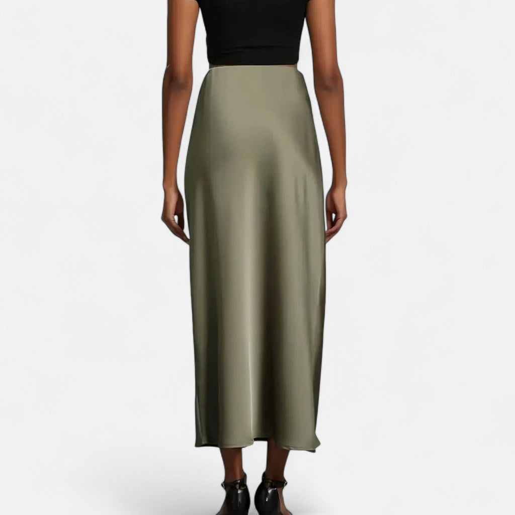 Jupe midi en satin taille haute pour femme