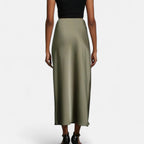 Jupe midi en satin taille haute pour femme