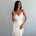 Robe Asymétrique Sans Manches À Volants