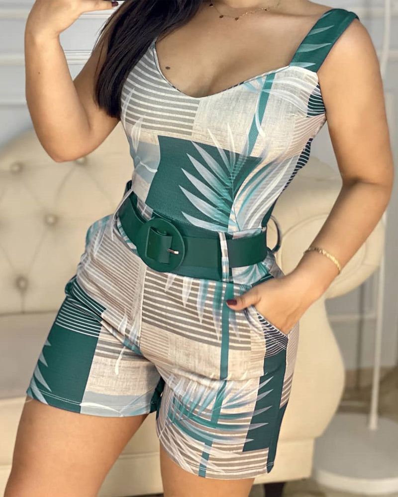 Combinaison short à bretelles imprimé - Chic&Shines