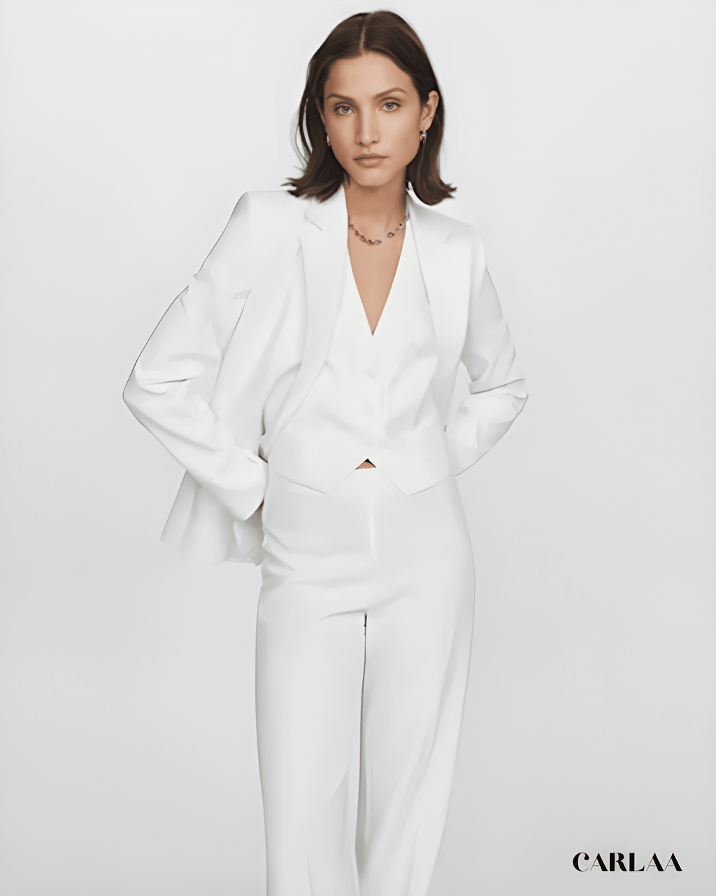 Ensemble tailleur pantalon blanc femme mariage