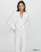 Ensemble tailleur pantalon blanc femme mariage