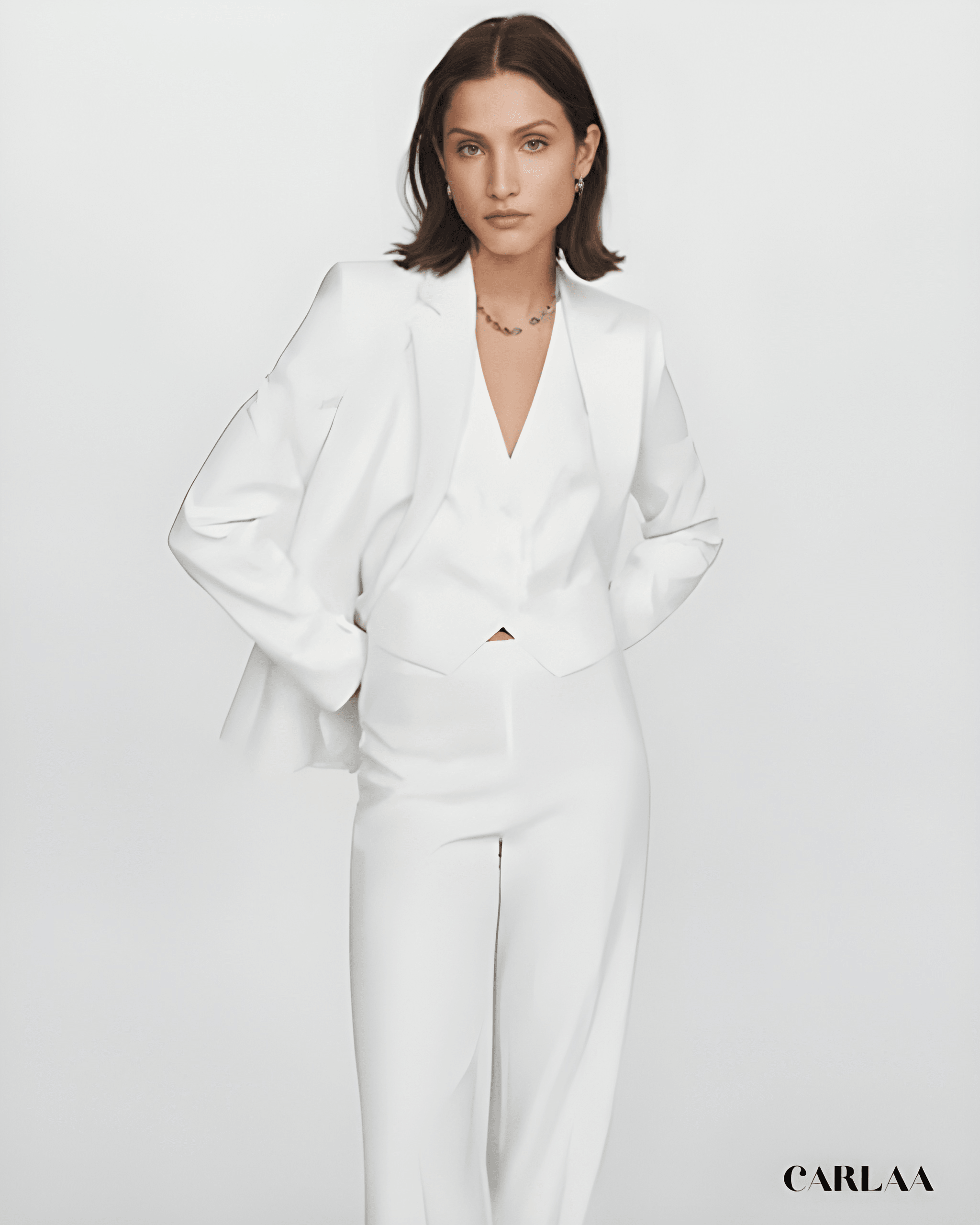 Ensemble tailleur pantalon blanc femme mariage