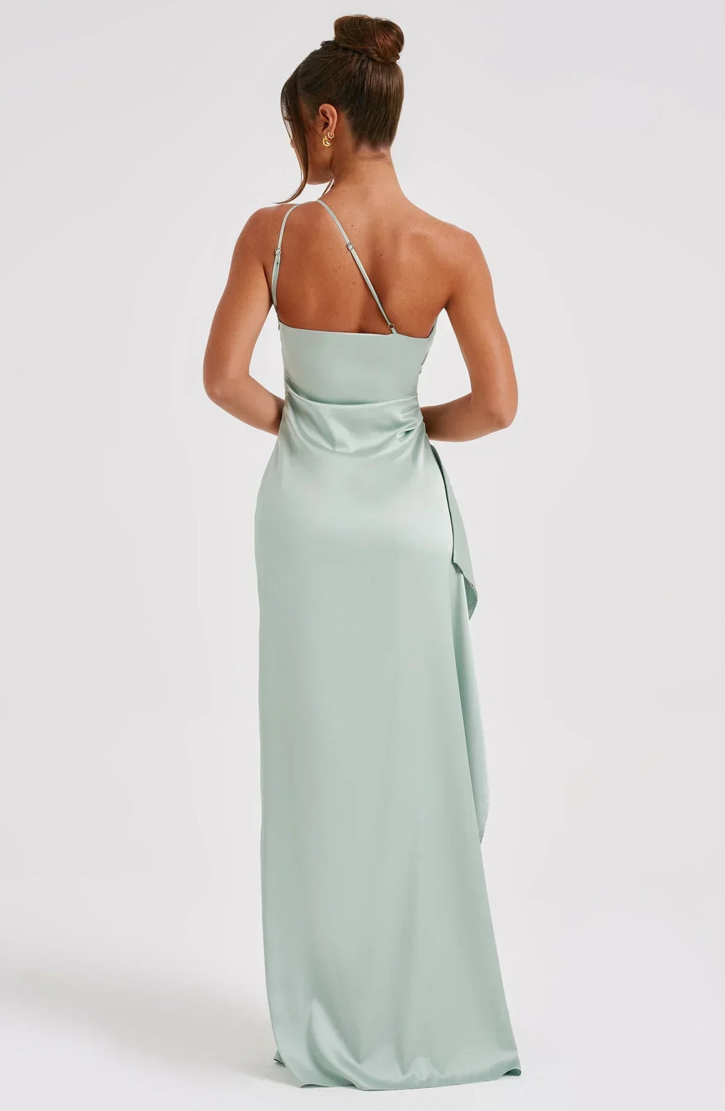 Robe fendue plissée en satin à une épaule - Édition Automne