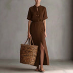 Robe midi nœud au col – Élégance intemporelle