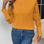 Liv's elegant floral lace T-shirt for women, round neck