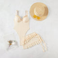 Evelyne — Ensemble short de plage à jupe crème