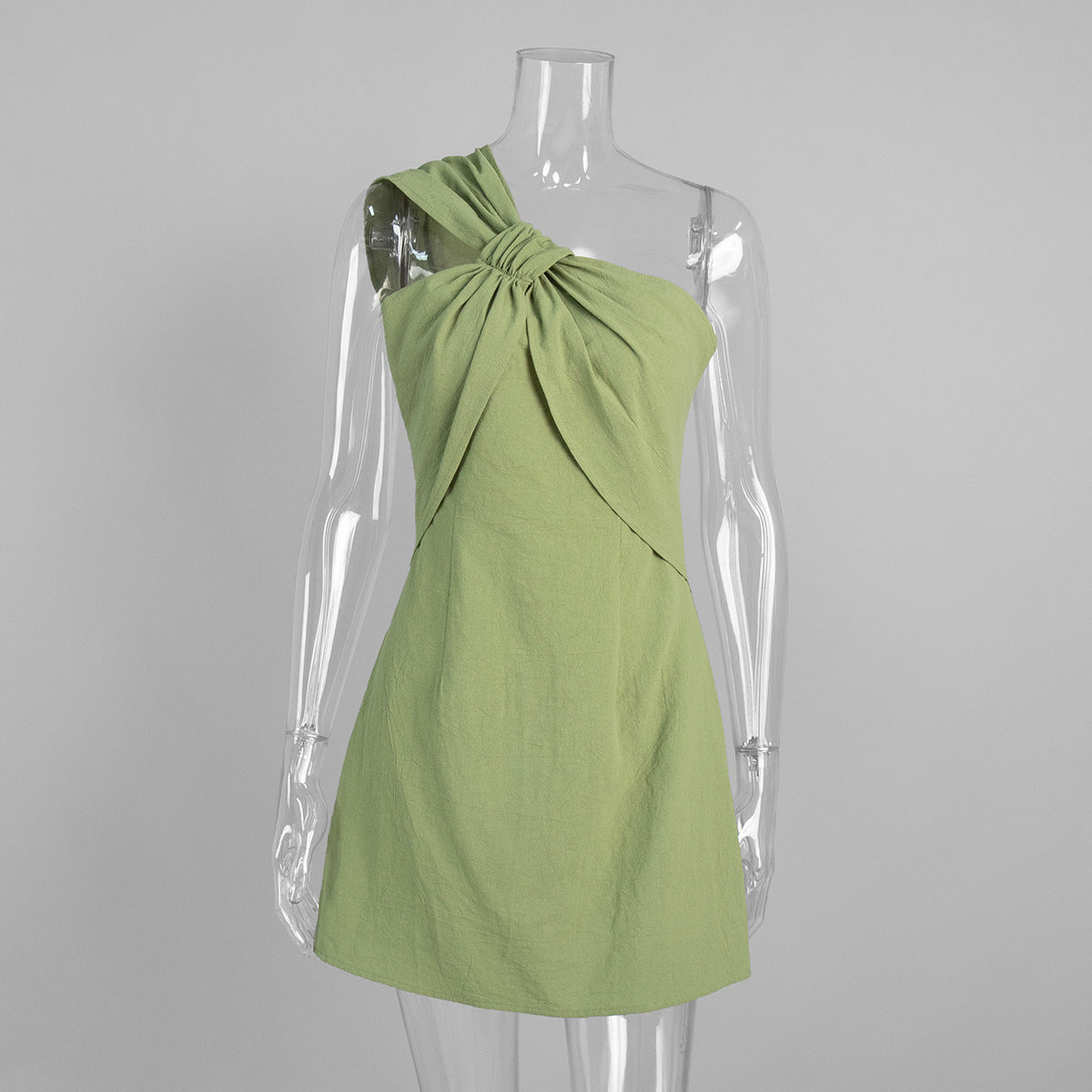 Robe mini coton pur col noué dos nu