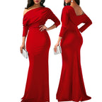 Robe de soirée longue élégante épaules obliques - Chic&Shines