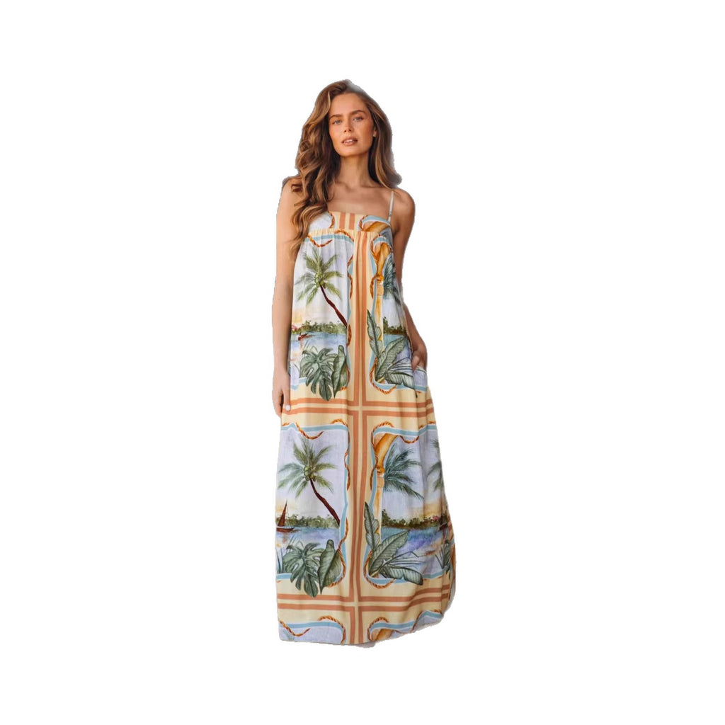 Robe lin fluide imprimé fleuri — Allure bord de mer