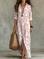 Printed shirt dress with shirt collar, relaxed fit