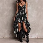 Slit chiffon maxi dress - Bohemian chic
