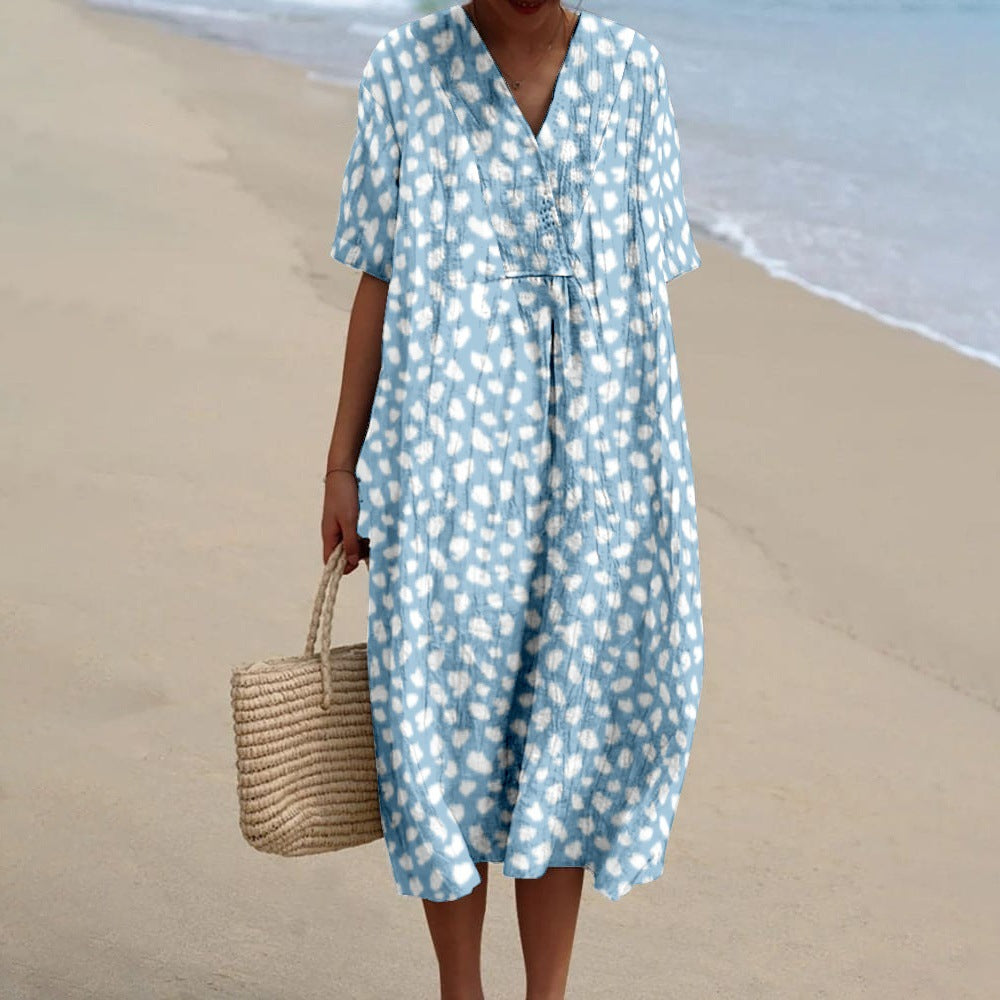 Floral print short-sleeved dress