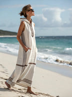 Robe midi sans manches avec capuche et poches
