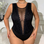 Body siamois en dentelle losange