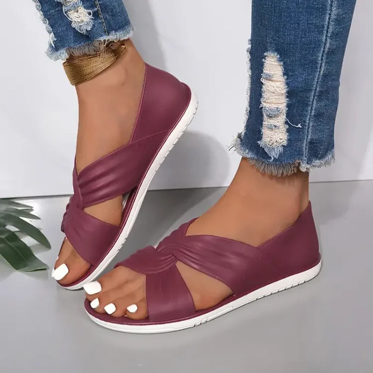 Sandales d'été confortables à semelle souple et à motif de nœuds pour femmes