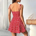 Floral print summer dress, elegant A-line cut