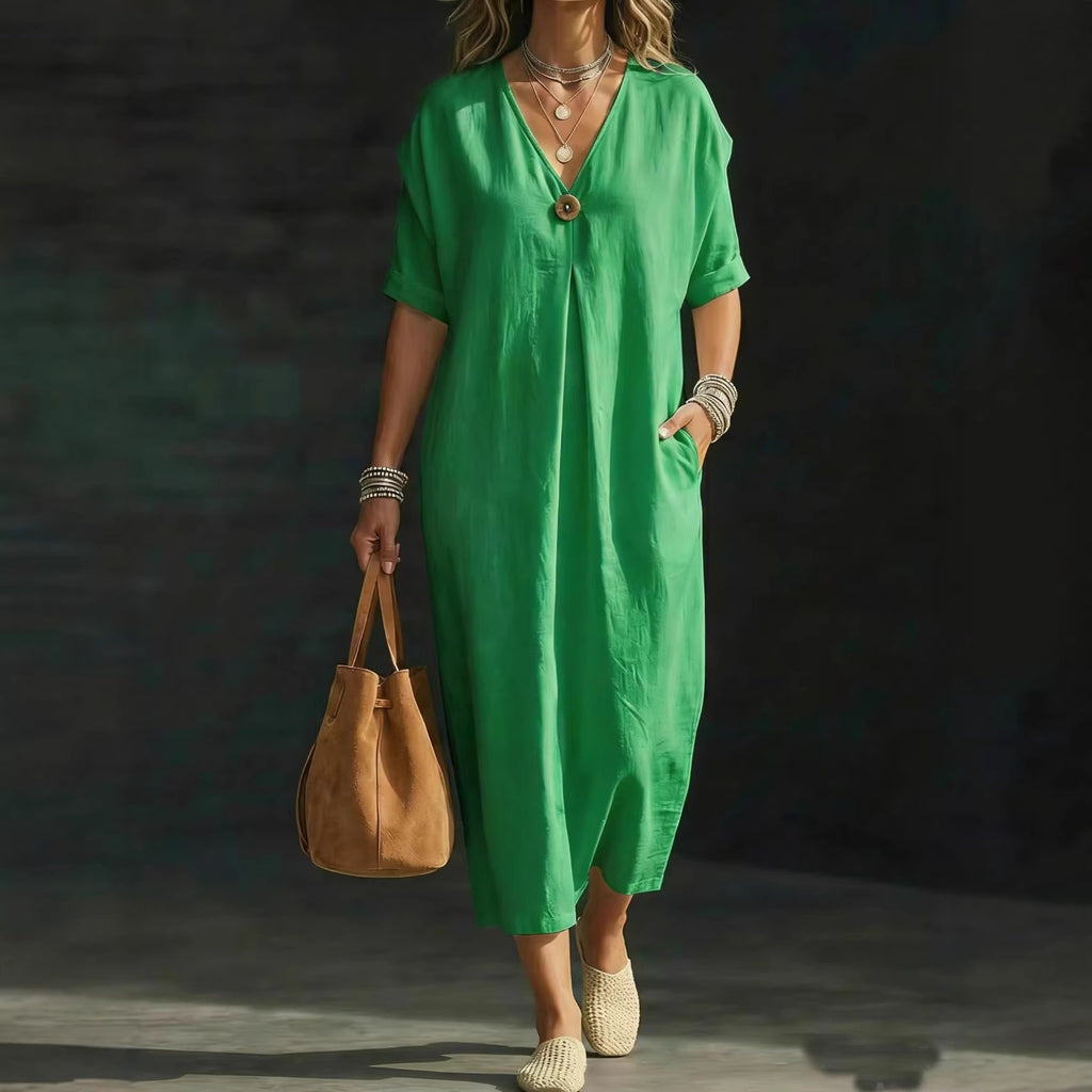 Linen and cotton wrap dress — Bohemian comfort