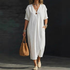 Linen and cotton wrap dress — Bohemian comfort