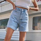 Short en jean taille haute – Coupe droite intemporelle