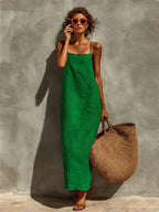 Sleeveless Square-Neck A-Line Dress