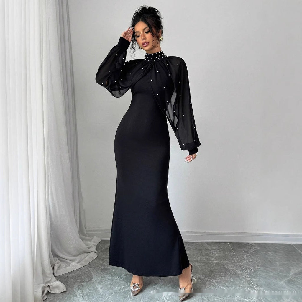 Lace Lantern Sleeve Maxi Dress