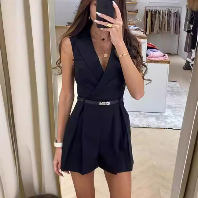 Combinaison short sans manches col V - Chic&Shines