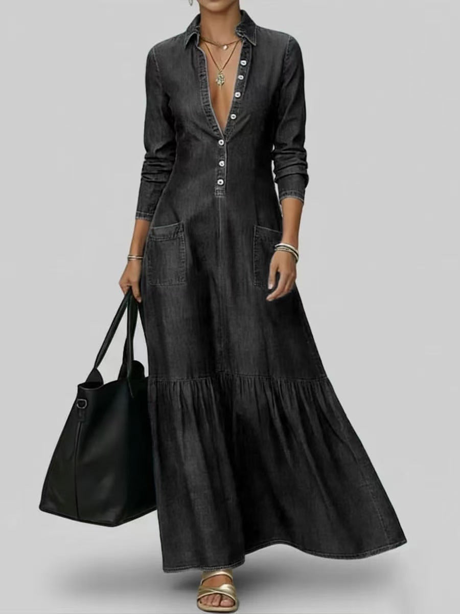Robe longue en denim brut — Élégance intemporelle