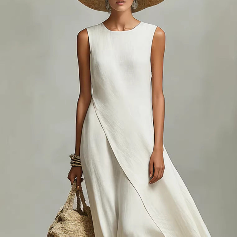 Robe longue asymétrique coupe épurée