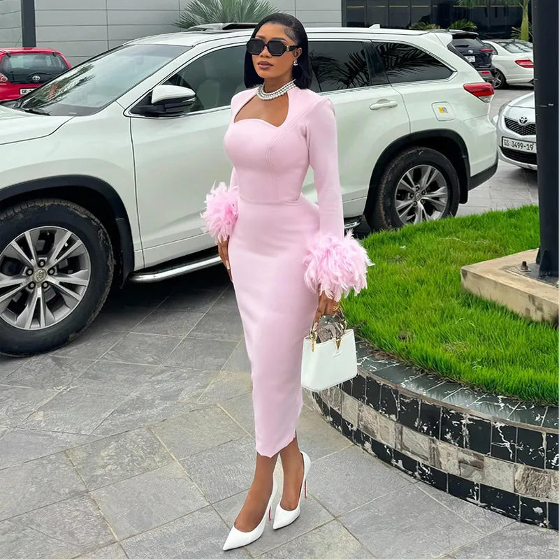 Robe Moulante À Manches Longues Couture En Peluche