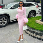 Robe Moulante À Manches Longues Couture En Peluche