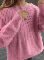 Soft and silky knit sweater - Vertical ribbed texture