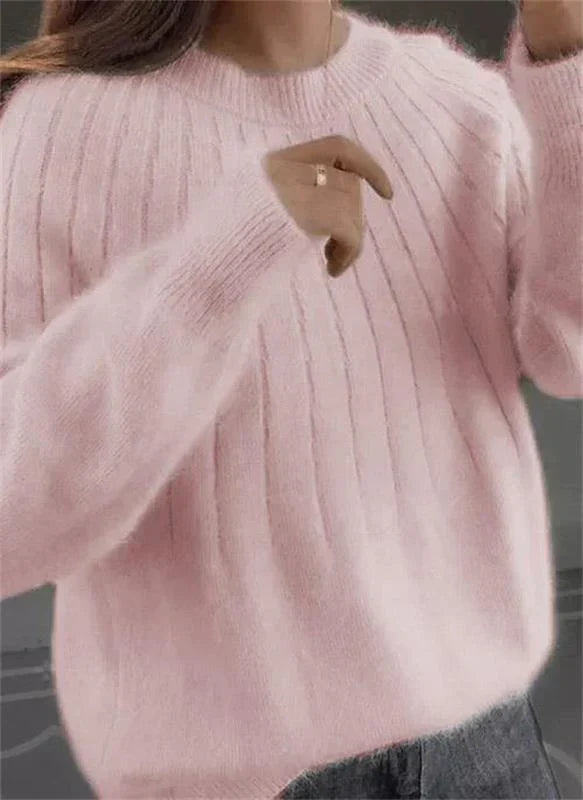 Soft and silky knit sweater - Vertical ribbed texture