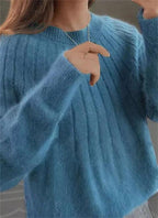 Soft and silky knit sweater - Vertical ribbed texture
