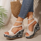 Chaussure semelle compensée et bride à la cheville