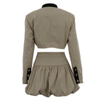Long-sleeve shirt and mini skirt set