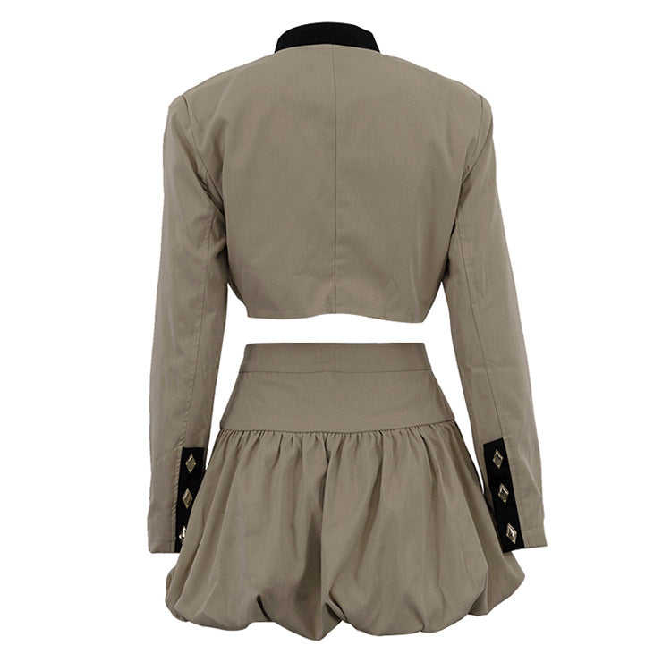 Long-sleeve shirt and mini skirt set