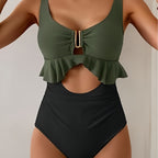 Solène — Bikini deux-pièces taille haute vert