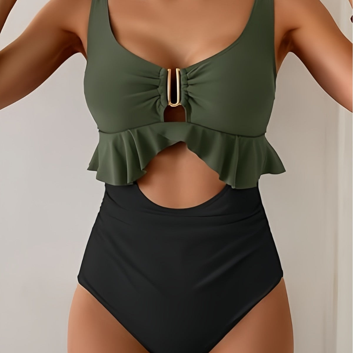 Solène — Bikini deux-pièces taille haute vert