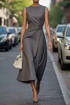 Robe longue irrégulière sans manches avec ceinture - Chic&Shines