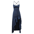 Yellow or blue slit maxi dress — Asymmetrical elegance