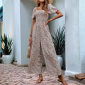 Floral Square Neck Puff Sleeve Jumpsuit