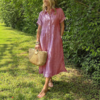 Robe rayée lin et coton – Élégance intemporelle