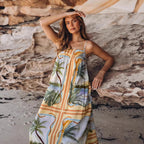 Robe lin fluide imprimé fleuri — Allure bord de mer