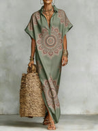 Jupe longue imprimée stretch quatre directions avec col